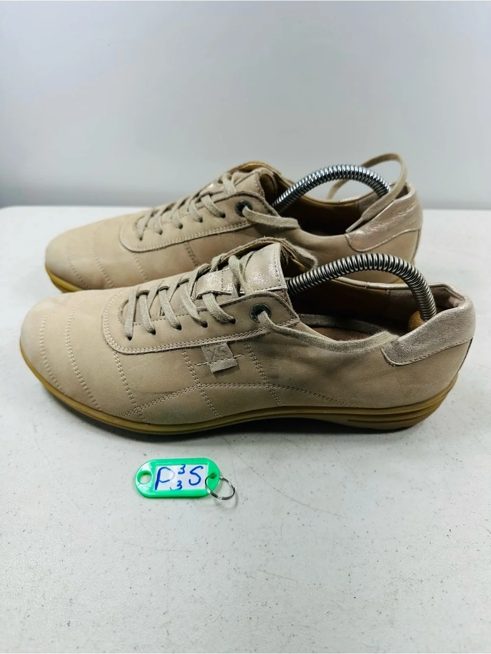 Mephisto Shoes Womens 9 Laser Trainer Sneaker Beige Leather Round Toe Lace Up